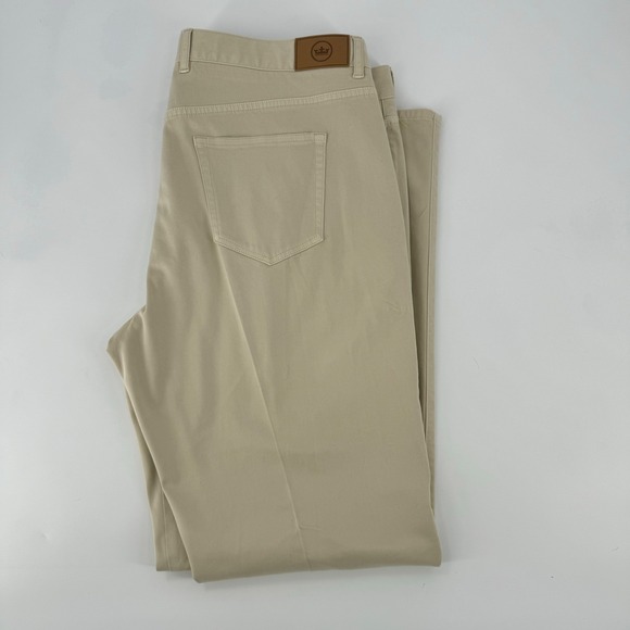 Peter Millar Other - Peter Millar Mens Khaki Chinos Pants Size 40 Flat Front Casual Dress Cotton